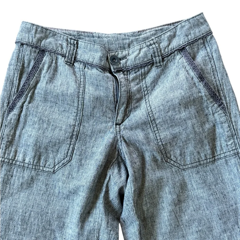 Pilcro and the Letterpress Linen blend Blue Straight Leg Trousers - Picture 4 of 6